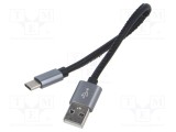 Cablu LOGILINK USB 2.0 High Speed USB A la USB C 0,22m negru