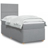 Cumpara ieftin Pat continental cu saltea, gri deschis, 80x200 cm, textil
