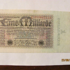 CY - 1000000000 1 miliard marci mark 05.09.1923 Reichsbanknote Germania unifata