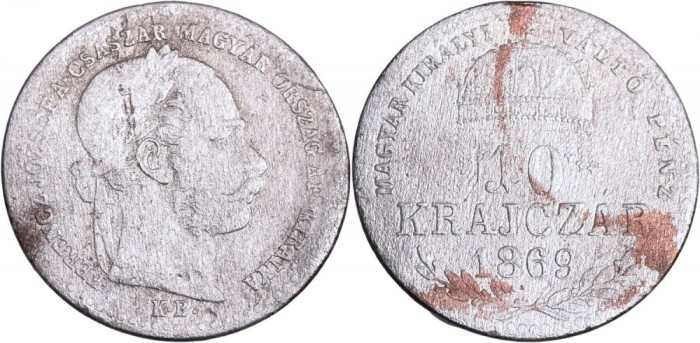 1869 - KB - 10 krajcz&aacute;r - Franz Joseph I - Imperiul Austro-Ungar