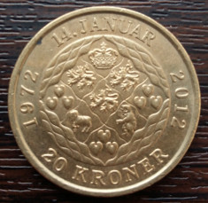 (M955) MONEDA DANEMARCA - 20 KRONER 2012, COMEMORATIVA - 40 ANI DE DOMNIE foto