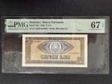 Bancnota Romania 5 lei 1966 gradata PMG 67 EPQ