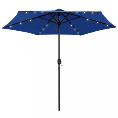 vidaXL Umbrelă de soare, LED-uri și st&amp;acirc;lp aluminiu, azur, 270 cm foto