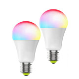 Set 2 becuri inteligente RGB, dulie E27, Wi-fi, Aplicatie, Becuri LED, Calda (2000 - 3499 K)