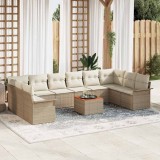 VidaXL Set de canapele pentru grădină 11 pcs Bej, crem 55 x 55 x 37 cm
