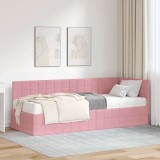 vidaXL Cadru de pat colțar cu saltea cu headboard 2 pcs Gri Catifea 3393921