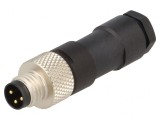 Conector M8 Tată 3 Pin Drept pe Cablu IP67 60V 4A