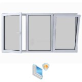 Fereastra termopan PVC, Lion Evolution 92, 6 camere, Alb, 290x172 cm, Doua ferestre oscilo-batante cu o parte fixa, Protectie antiefractie