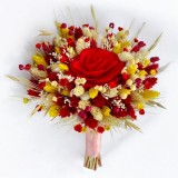 Buchet personalizabil cu flori naturale uscate rosu rosu- galbenrosu- galben, rezistent peste ani, Eventissimi&reg;