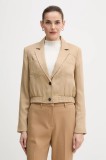 Dkny geacă WOVEN JACKET culoarea bej, de tranziție, P5GCTC12