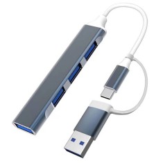 Hub Usb cu 4 Porturi si Multi-interface Adaptor Usb C Compatibil si cu Macbook, Telefoane Mobile, Inclusiv iPhone