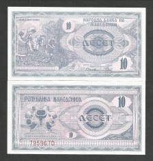 MACEDONIA 10 DINARI DENARI UNC 1992 [1] P- 1 a , necirculata foto