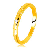 Inel din aur galben de 14K - scris &bdquo;LOVE&rdquo; cu o suprafață strălucitoare și netedă, 1,5 mm - Marime inel: 54
