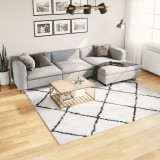 vidaXL Covor pufos &quot;PAMPLONA&quot; fire &icirc;nalte negru/crem modern 240x240 cm