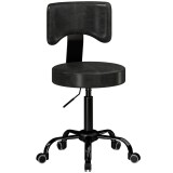 HOMCOM Scaun Salon cu Rotile, PU, &Icirc;nălțime Reglabilă, Șezut Căptușit și Spătar, Rotativ, 34,5x34,5x87,5 cm, Negru | Aosom Romania