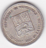 Venezuela 50 Centimos 1960, America Centrala si de Sud, Argint