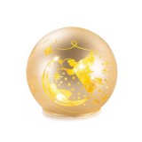 Sfera decorativa Craciun sticla aurie cu led III 9.5x9 cm
