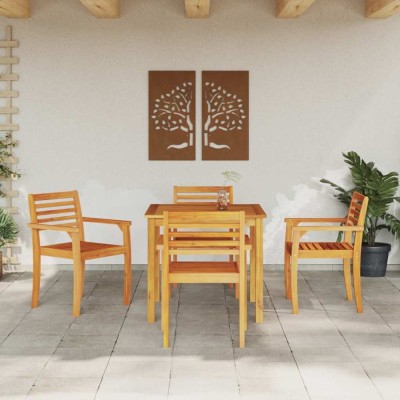 vidaXL Set de masă pentru grădină 5 pcs Maro lemn masiv de acacia foto