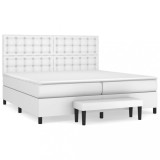 Cumpara ieftin Pat box spring cu saltea, alb, 200x200 cm, piele ecologica