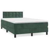 Cumpara ieftin Gossi pat box spring cu saltea, verde inchis, 120x190 cm, catifea