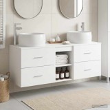 Cumpara ieftin Set mobilier de baie suspendat 3 buc. Alb 129 x 44,5 x 80 cm