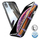 Husa de protectie Magnetic 360, Folie sticla inclusa, pentru Apple iPhone XS Max, Negru, Flippy
