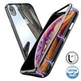 Husa de protectie magnetic 360, folie sticla inclusa, pentru apple iphone xs max, negru, Flippy