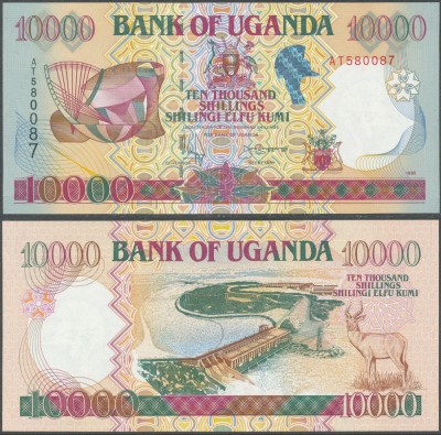 UGANDA █ bancnota █ 10000 Shillings █ 1995 █ P-38a █ UNC █ necirculata foto