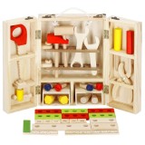 Trusa de unelte pliabila pentru copii din lemn natural , 26 unelte si accesorii Household NewTrend