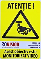 Sticker Autocolant 15 x 20 cm, Importator solutii Supraveghere Video Rovision SafetyGuard Surveillance