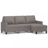 Canapea cu 3 locuri si taburet, taupe, 180 cm, material textil