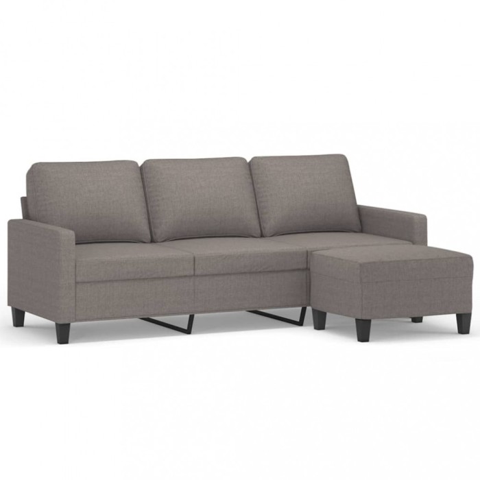 Canapea cu 3 locuri si taburet, taupe, 180 cm, material textil