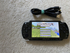 Playstation PSP SLIM modat+card cu jocuri Minecraft,NFS,GodOfWar+cablu incarcare foto