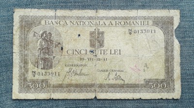 500 lei 1941 Romania / seria 0133911 foto