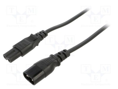Cablu alimentare LIAN DUNG 2x0,75mm&amp;sup2; IEC C7 mamă - IEC C8 tată PVC 1,8m negru 2,5A foto