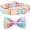 Set 2 piese papion si guler pentru caini Aring Pet, L, lungime reglabila intre 40.6 si 60 cm, latime 3.2 cm, bumbac, metal, inimi, multicolor