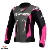 Geaca (jacheta) femei pentru scuter - motocicleta piele Racing Ixon vara model Vortex 3 LS culoare: negru/roz/alb Negru/roz/alb XL