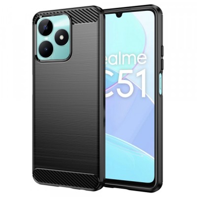 Husa pentru Realme Note 50 / C51, Techsuit, Carbon, Neagra foto
