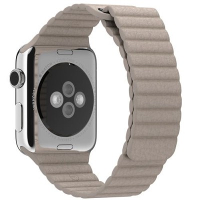 Curea iUni compatibila cu Apple Watch Ultra/SE/8/7/6/5/4/3/2/1, 42mm, Leather Loop, Piele, Kaki foto