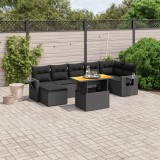 Cumpara ieftin Gossi set mobilier de gradina cu perne, 8 piese, negru, poliratan