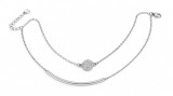 Cumpara ieftin Bratara Dubla din Argint 925 cu Pandantiv Rotund Pave Zirconiu si Tub Lucios