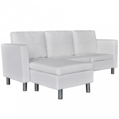Canapea modulară cu 3 locuri, piele artificială, alb