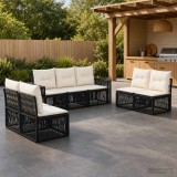 Cumpara ieftin Set de canapele pentru gradina 7 buc. Negru si Alb crem