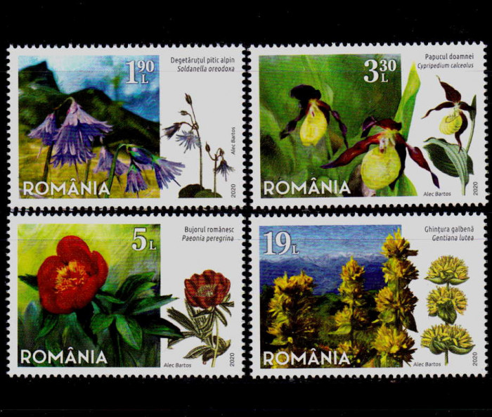 RO 2020 ,LP 2296 ,&quot; Flori protejate din Romania&quot; , serie ,MNH