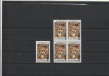 ROMANIA 2001 LP 1568 BALCANFILA 91 SUPRATIPAR COLOANA SERIE + BLOC DE 4 MNH, Nestampilat