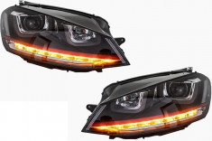 Faruri 3D LED Volan Dreapta compatibil cu VW Golf 7 VII (2012-2017) R20 GTI Design Semnal Dinamic LED foto