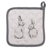 Cumpara ieftin Servet vase fierbinti bumbac bej gri Iepurasi 20x20 cm