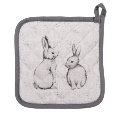 Servet vase fierbinti bumbac bej gri Iepurasi 20x20 cm