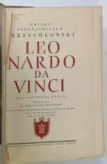 LEONARDO DA VINCI , historischer roman von DMITRY MERESCHKOWSKI , TEXT IN LIMBA GERMANA , CU CARACTERE GOTICE , EDITIE INTERBELICA