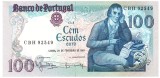Portugalia 100 Escudos 1981 P-178b aUNC, Seria 92549 - Bancnota Portugheză Colecție